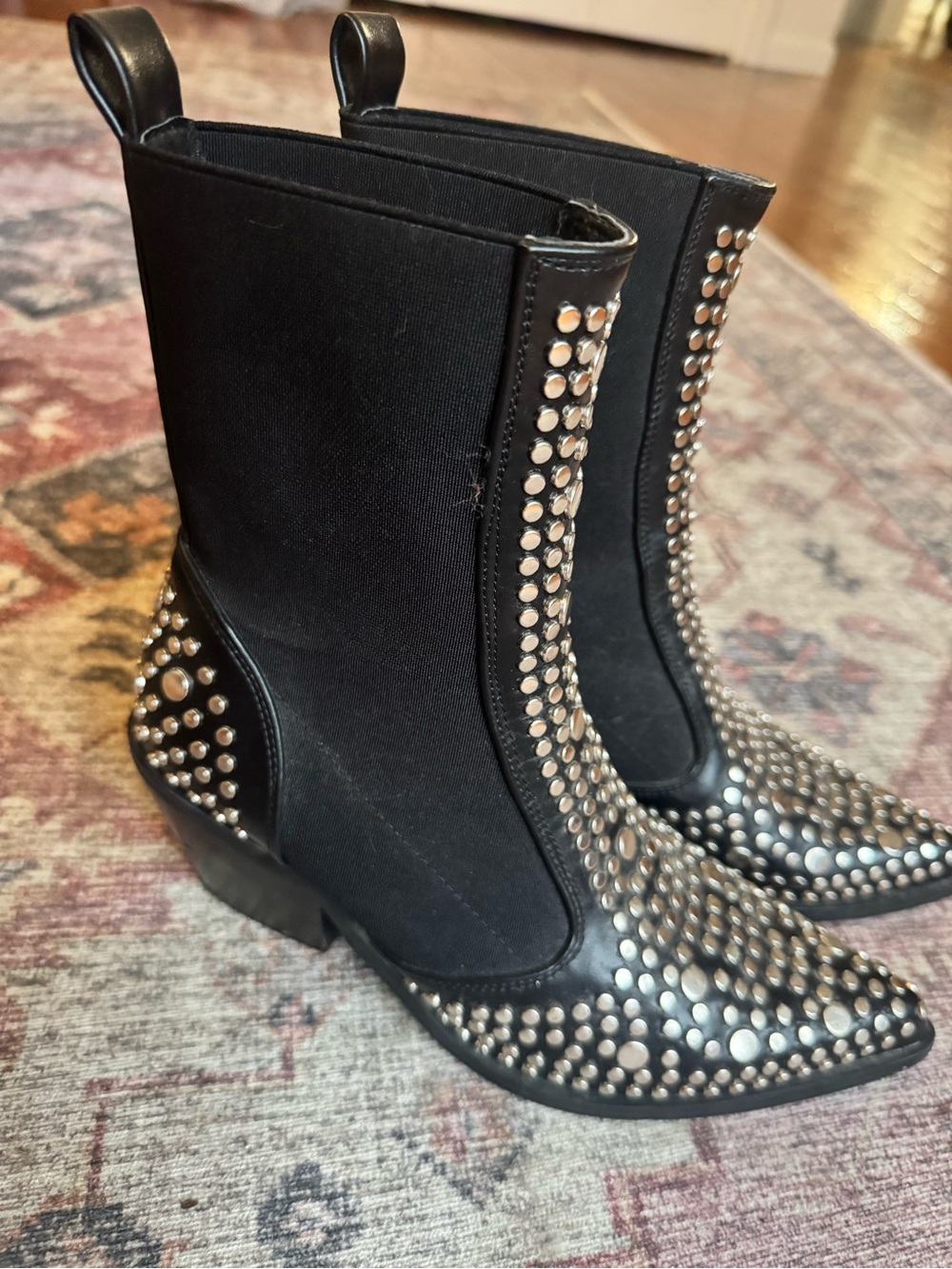 Nasty Gal Black Studded Pointed Chelsea Boots